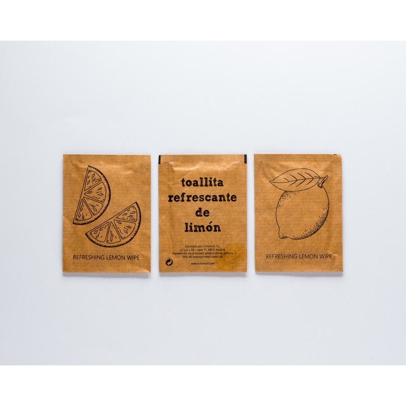500 Toallitas biodegradables de limón "kraft"