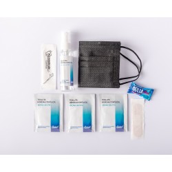 Kit anti Covid para bodas con spray hidroalcohólico y mascarilla negra