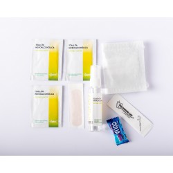 Kit anti Covid para bodas con spray hidroalcohólico de limón y mascarilla blanca